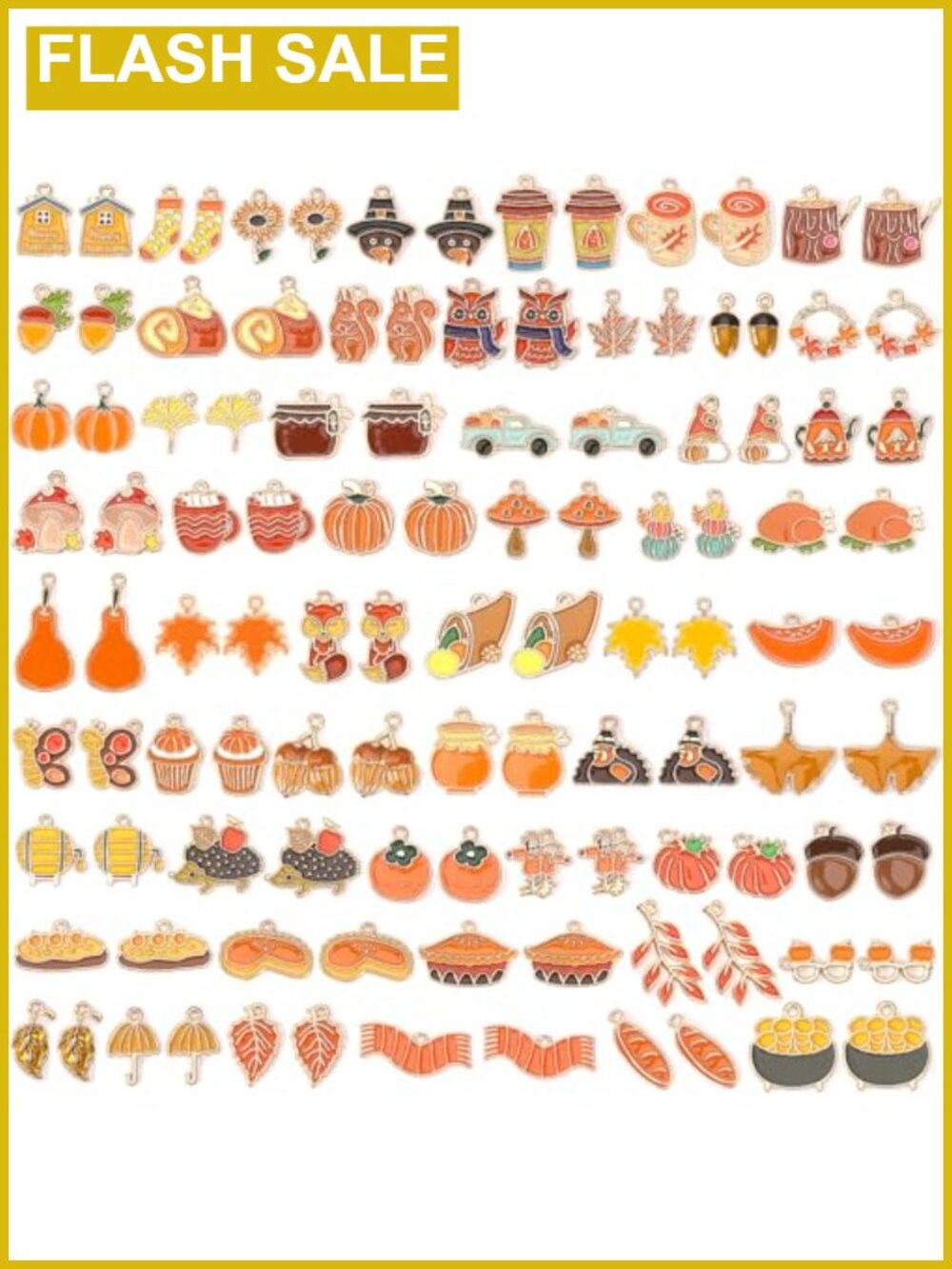 110Pc Fall Thanksgiving Charms Alloy Enamel Jewelry Making DIY Craft